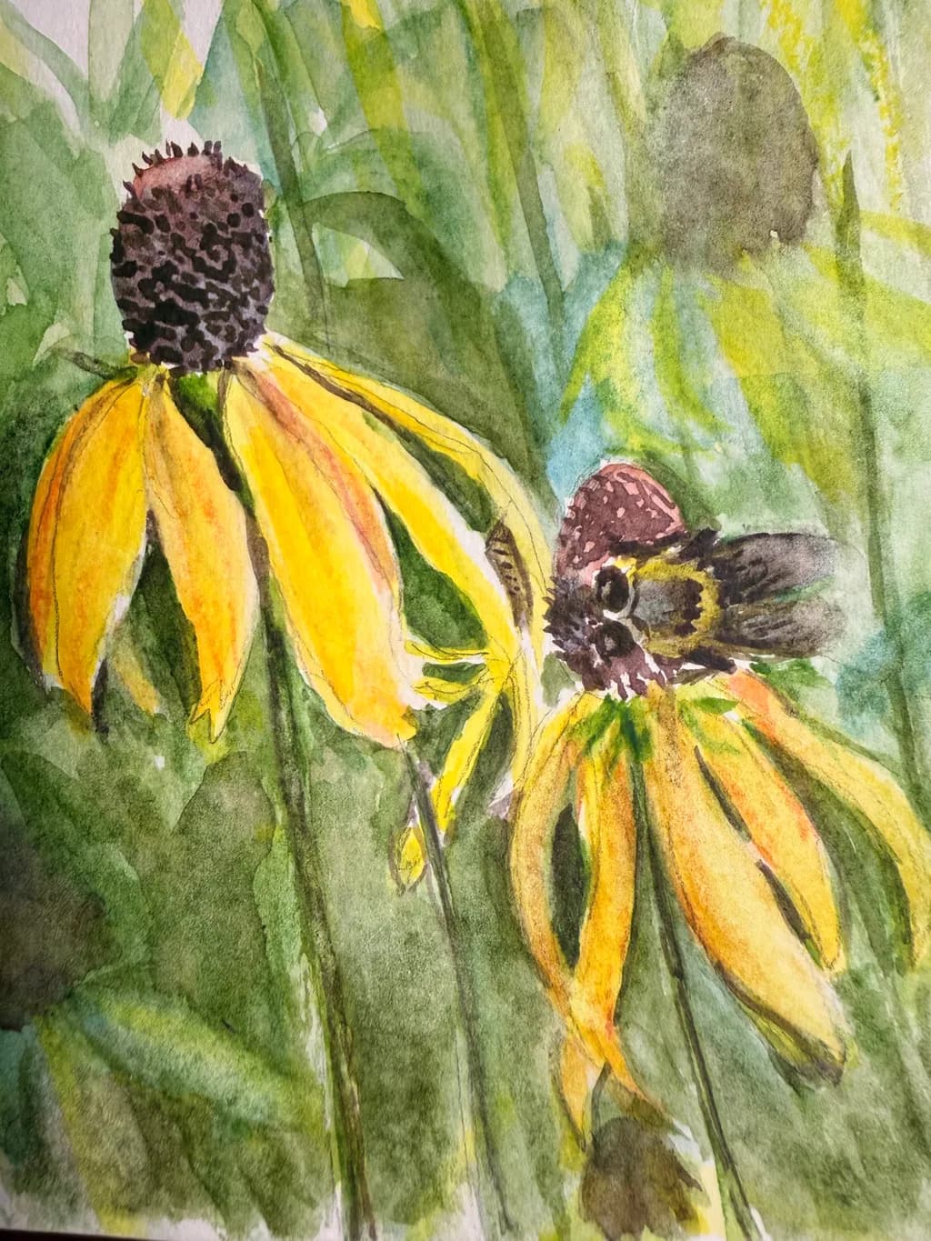 Fading Blooms with Bumblebee