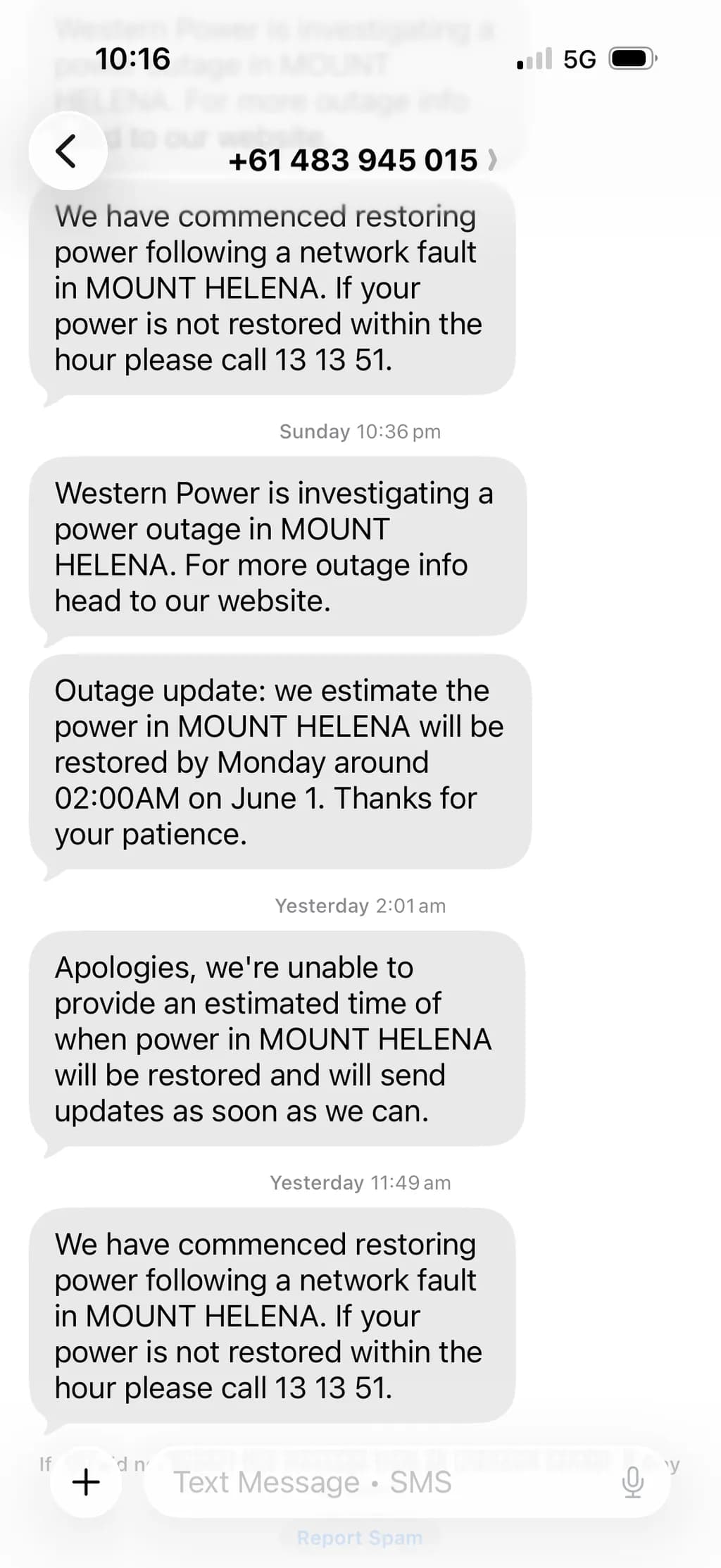 Mount Helena Outage Updates