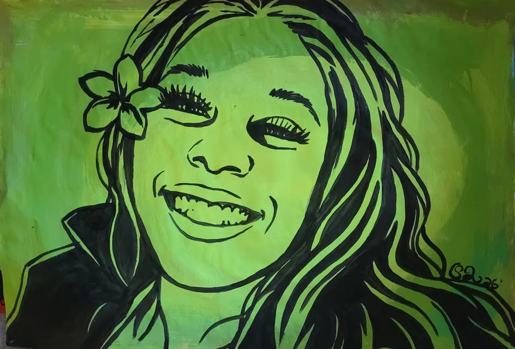 Green-Haired Flower Portrait