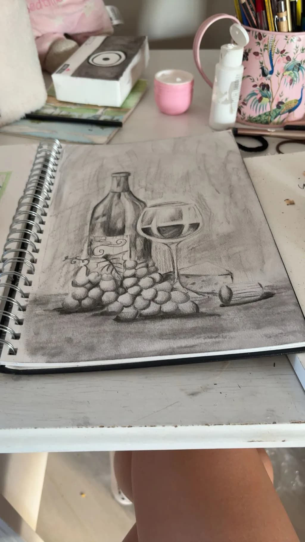 Wine and Grapes Still Life