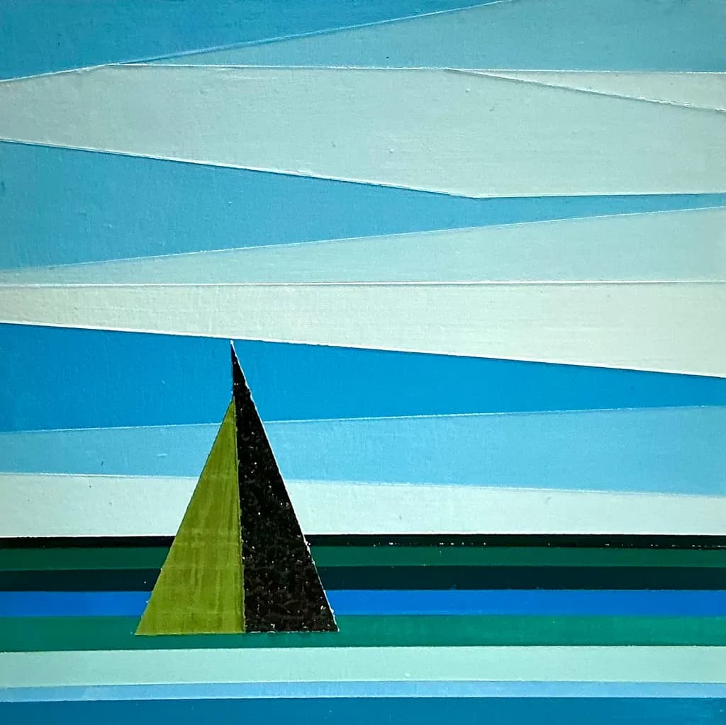 Sailboat on Striped Sea