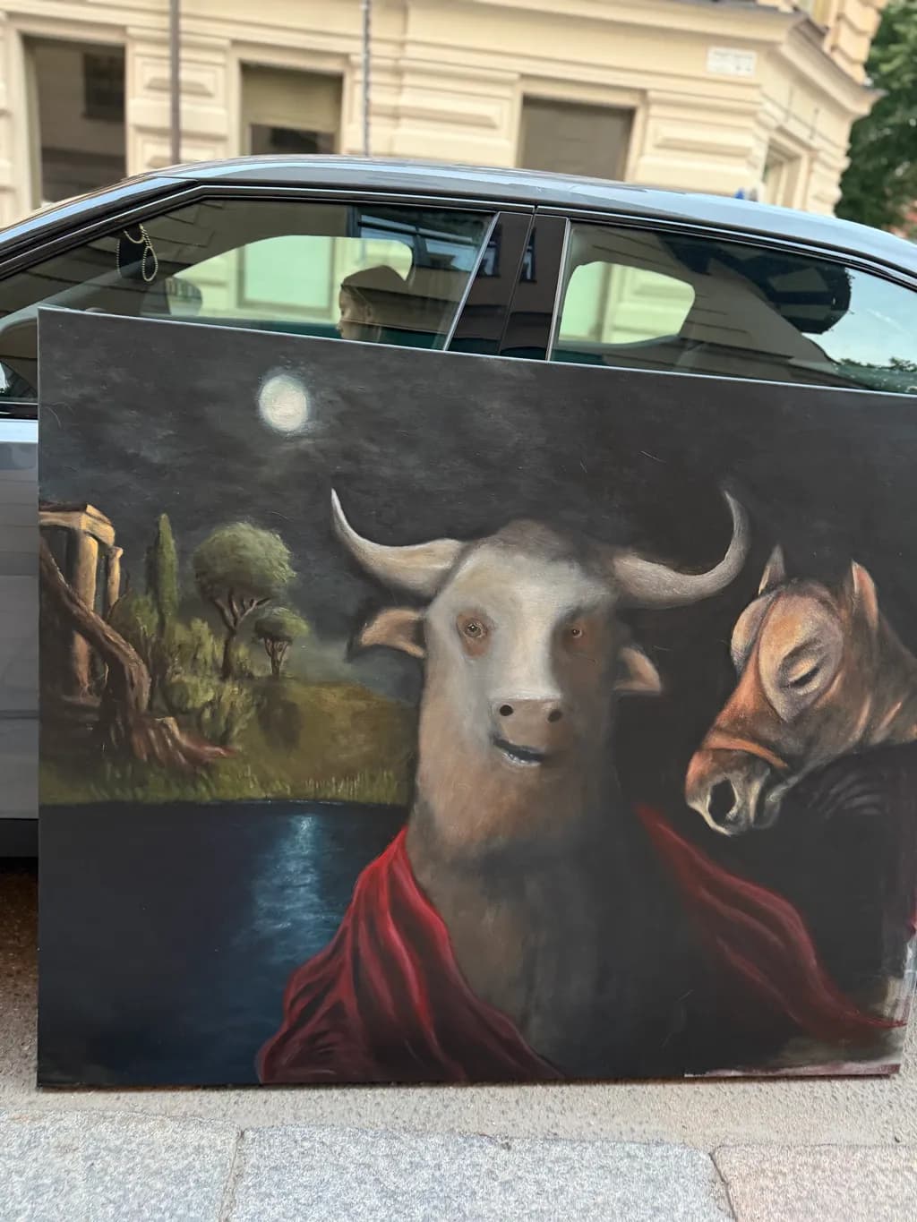 Moonlit Bull Embrace