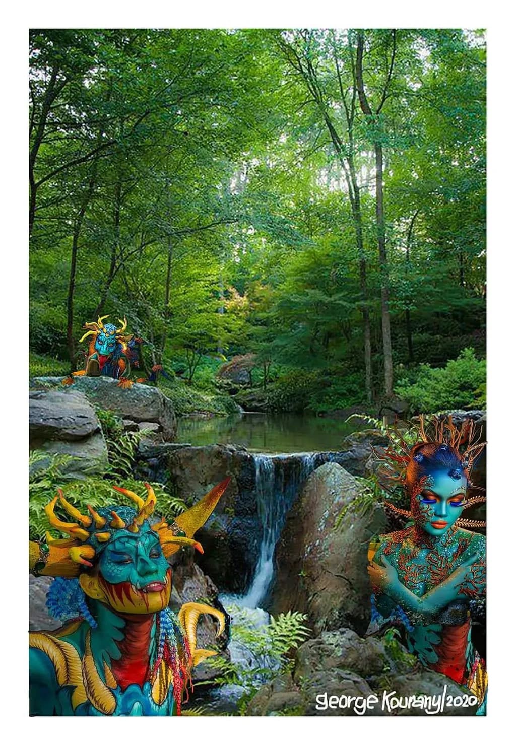 Forest Waterfall Creatures