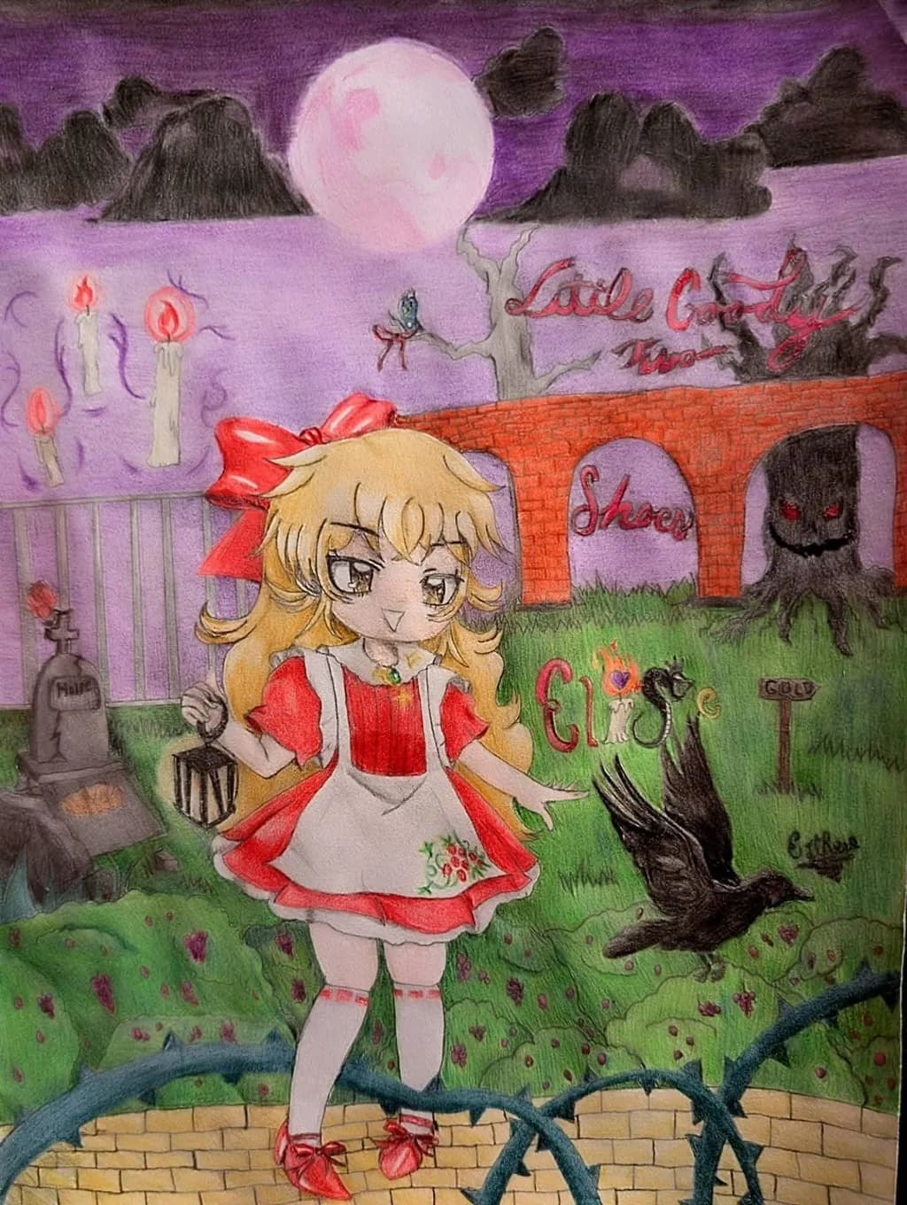 Girl with Lantern and Raven