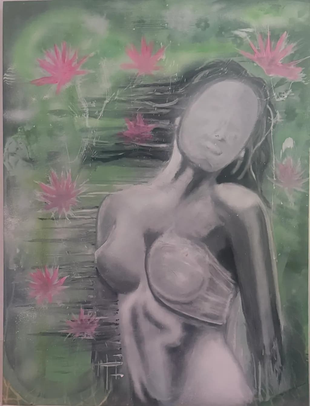 Nude Figure with Lotus Flowers