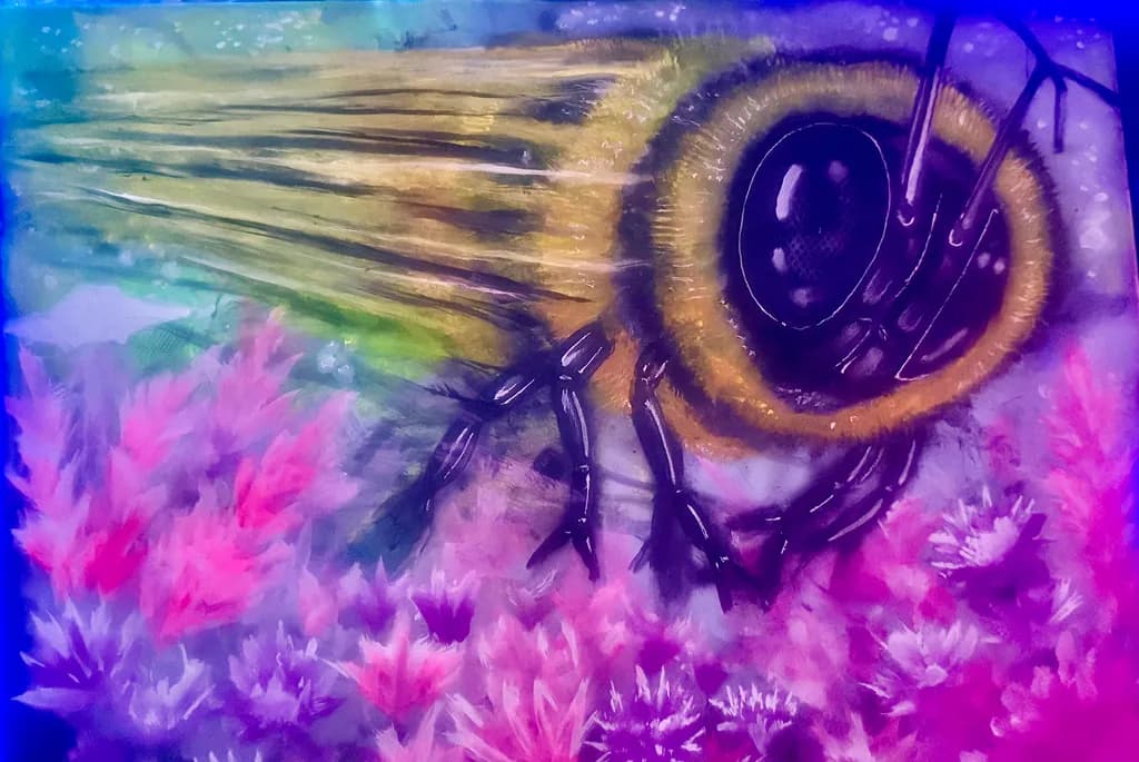 Bee on Purple Flowers