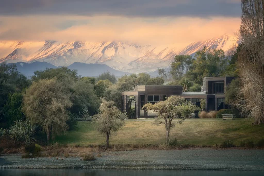 Modern House with Mountains
