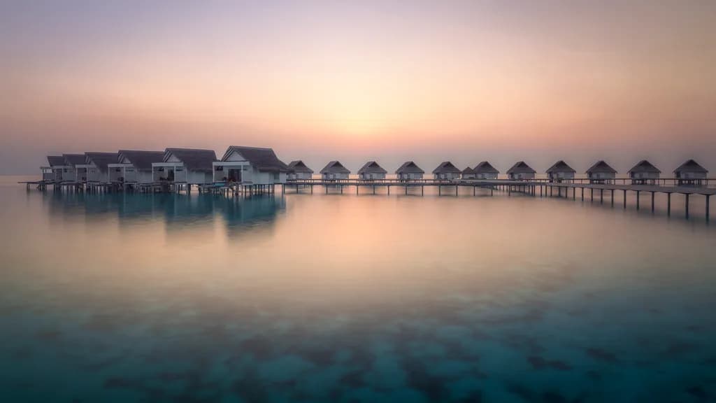 Overwater Bungalows at Sunset