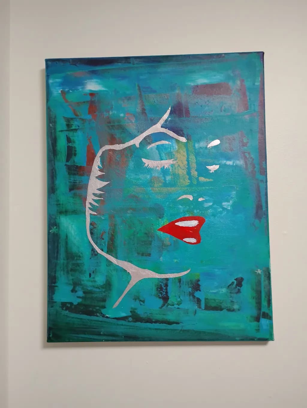 Abstract Face on Blue