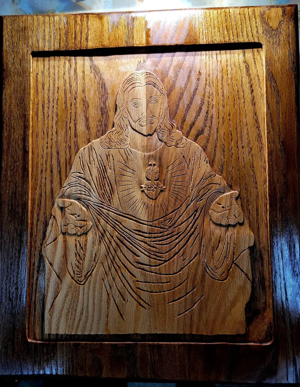 Sacred Heart Wood Carving