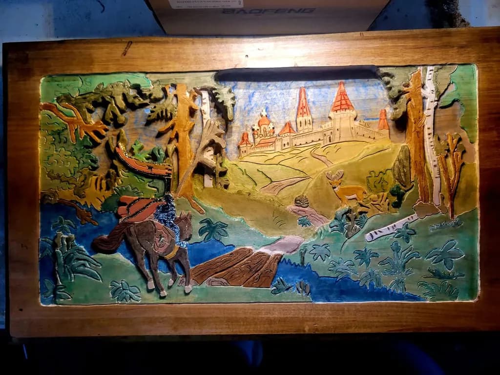 Woodcarved Castle Landscape