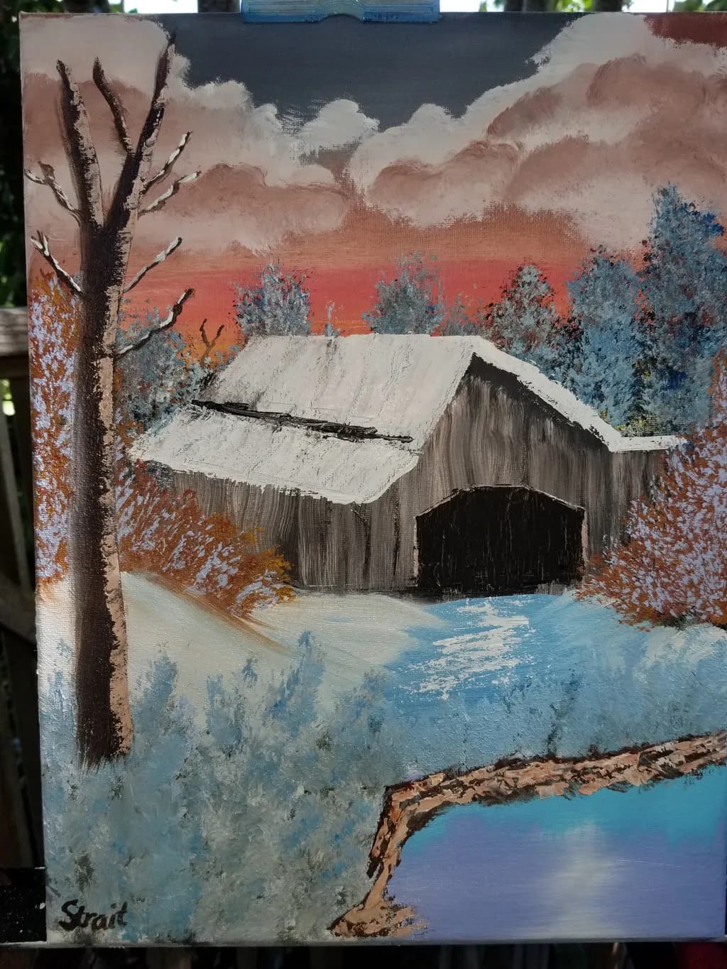 Snow-Covered Barn in Winter