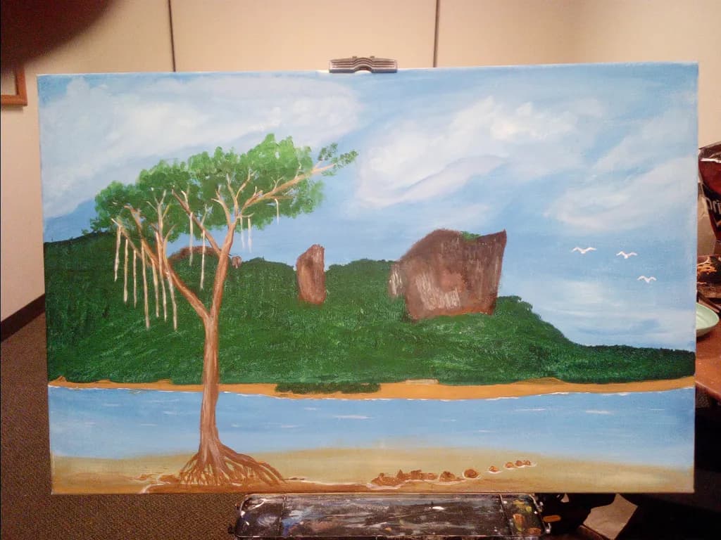 Coastal Tree and Cliffs