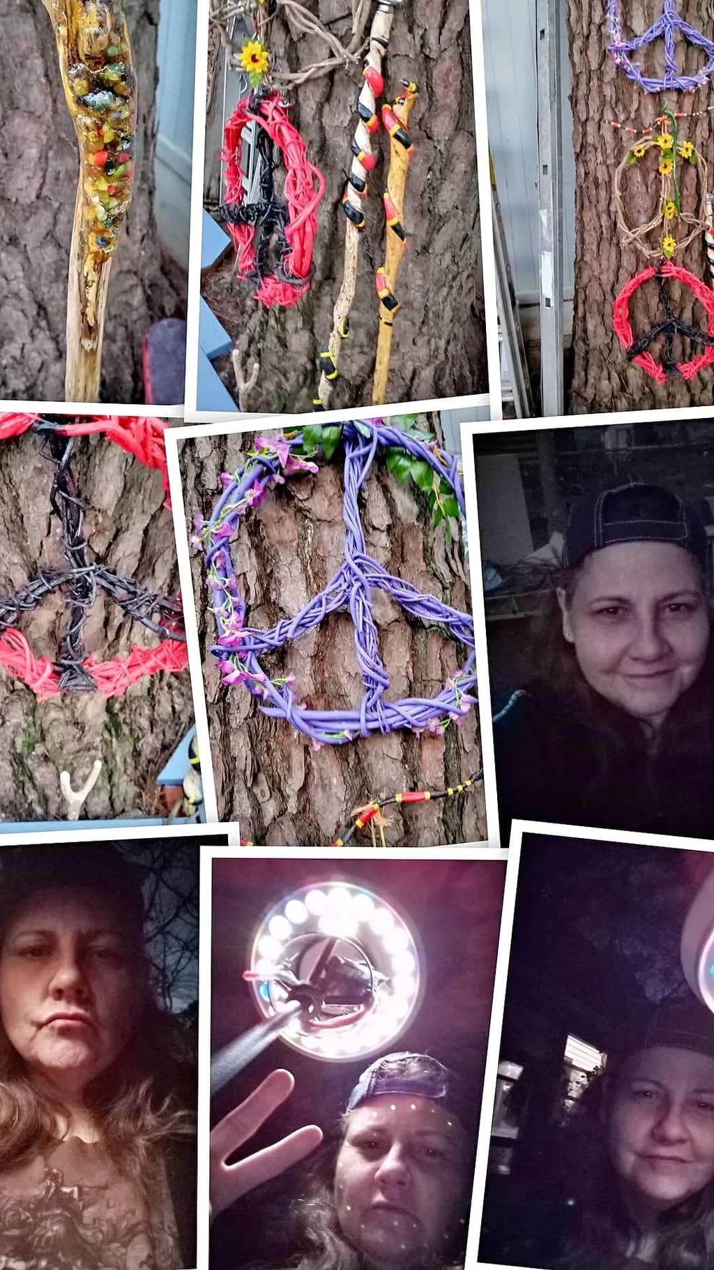 Peace Symbols on Tree Bark