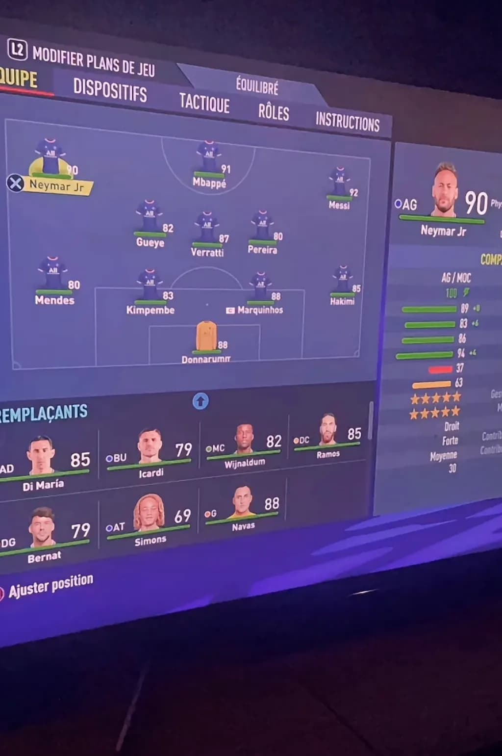 PSG Lineup Display