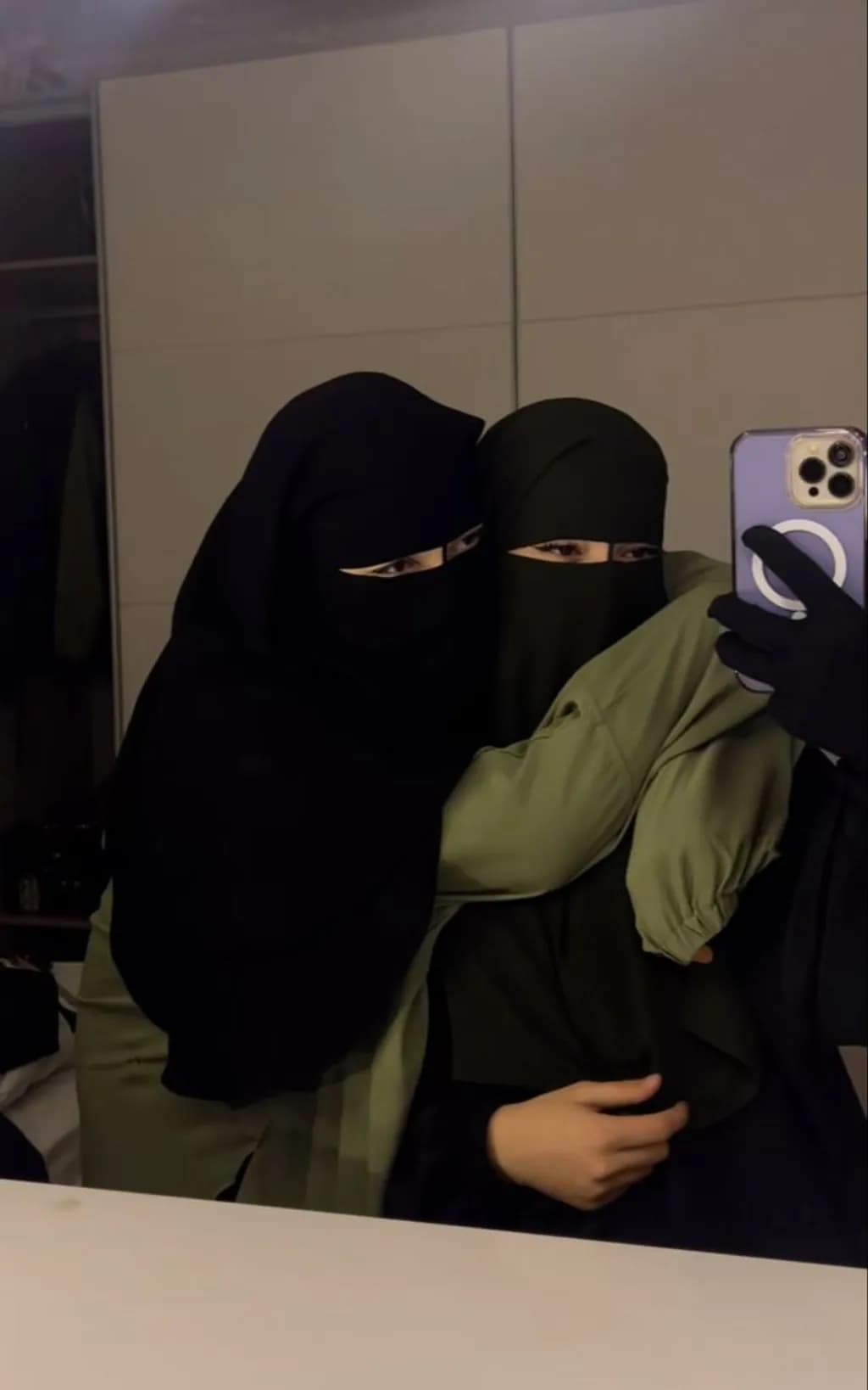 Reflective Sisters Selfie