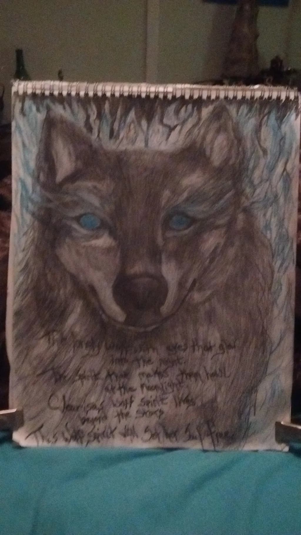 Wolf Portrait with Blue Eyes