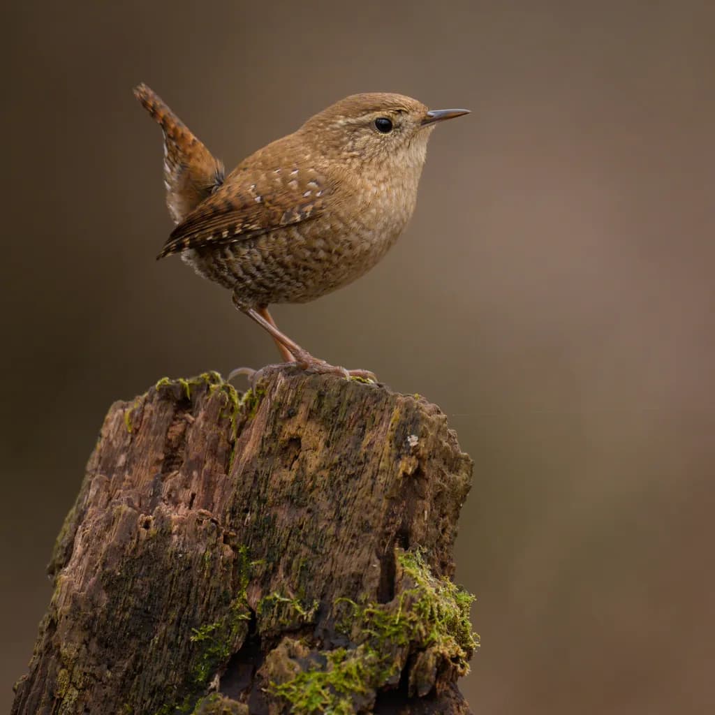 Wren on Mossy Stump