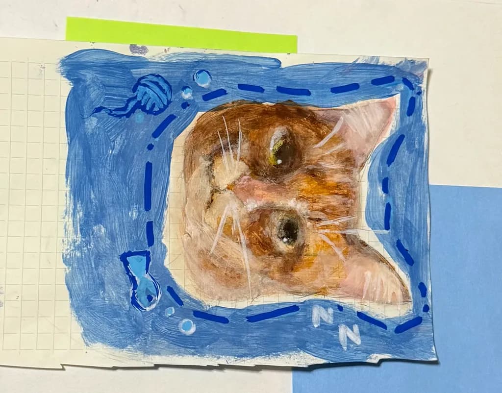 Cat in Blue Frame