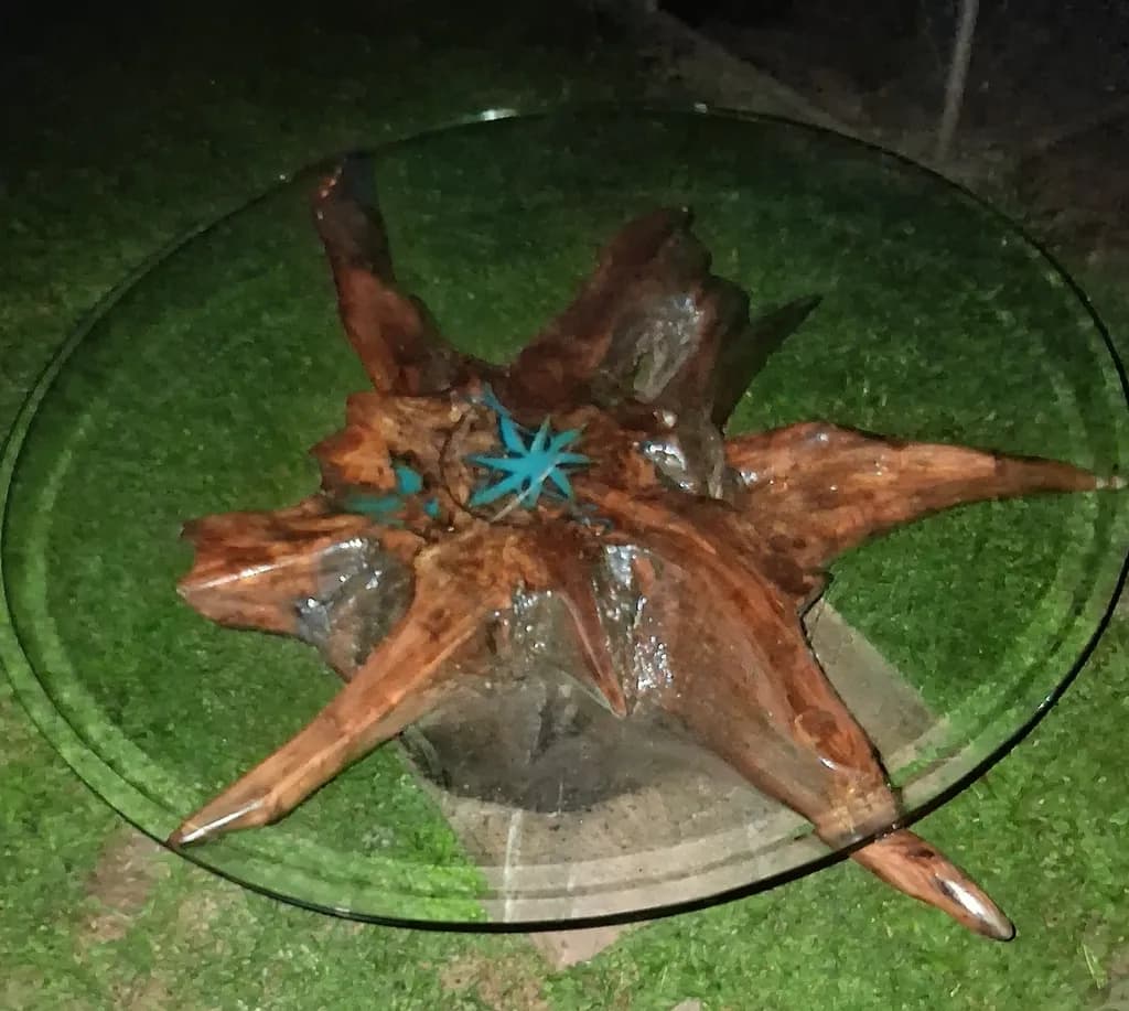 Wood and Glass Table Sculpture