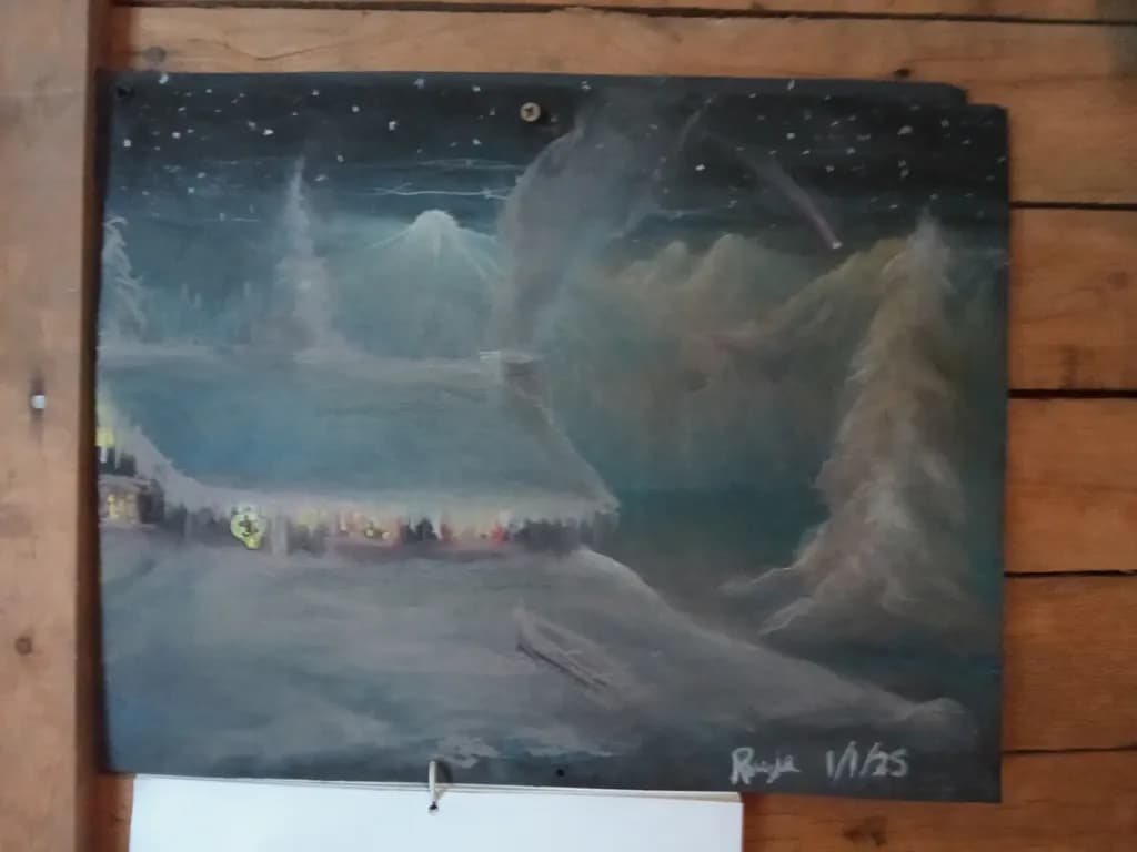 Winter Cabin Night