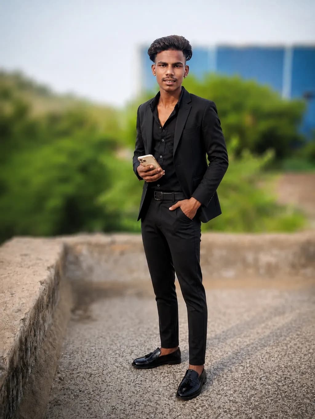 Young Man in Black Suit