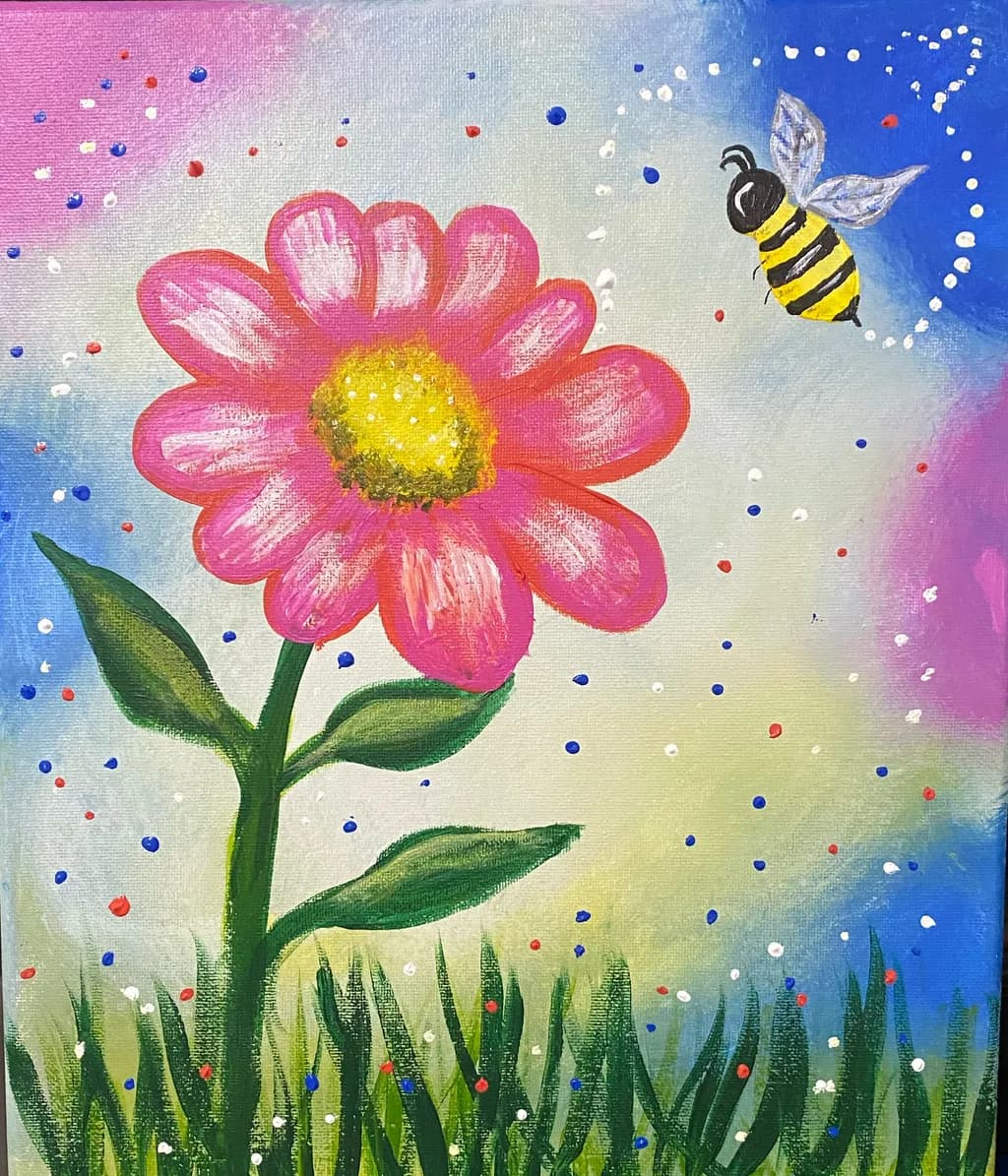 Bee and Pink Flower