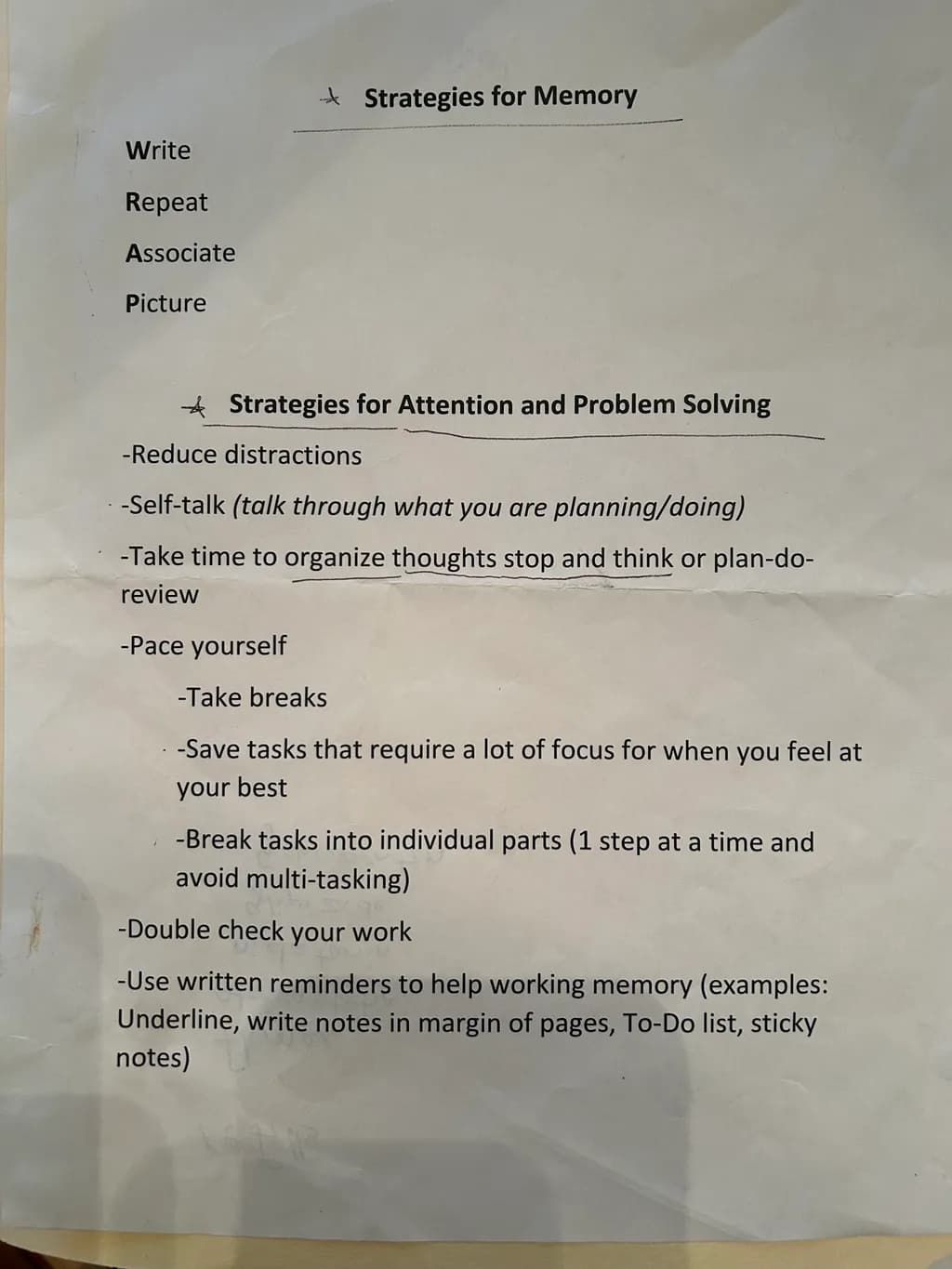 Memory and Attention Strategies