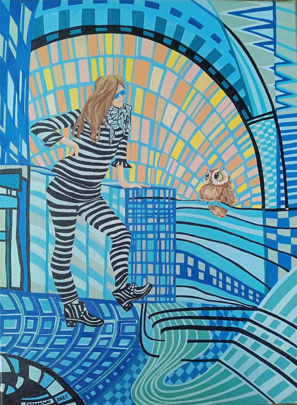 Striped Woman and Owl
