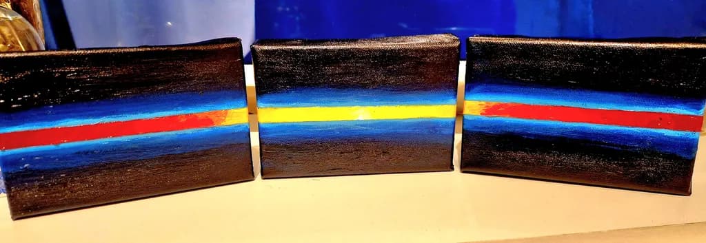 Neon Horizon - Abstract Color Bands Triptych