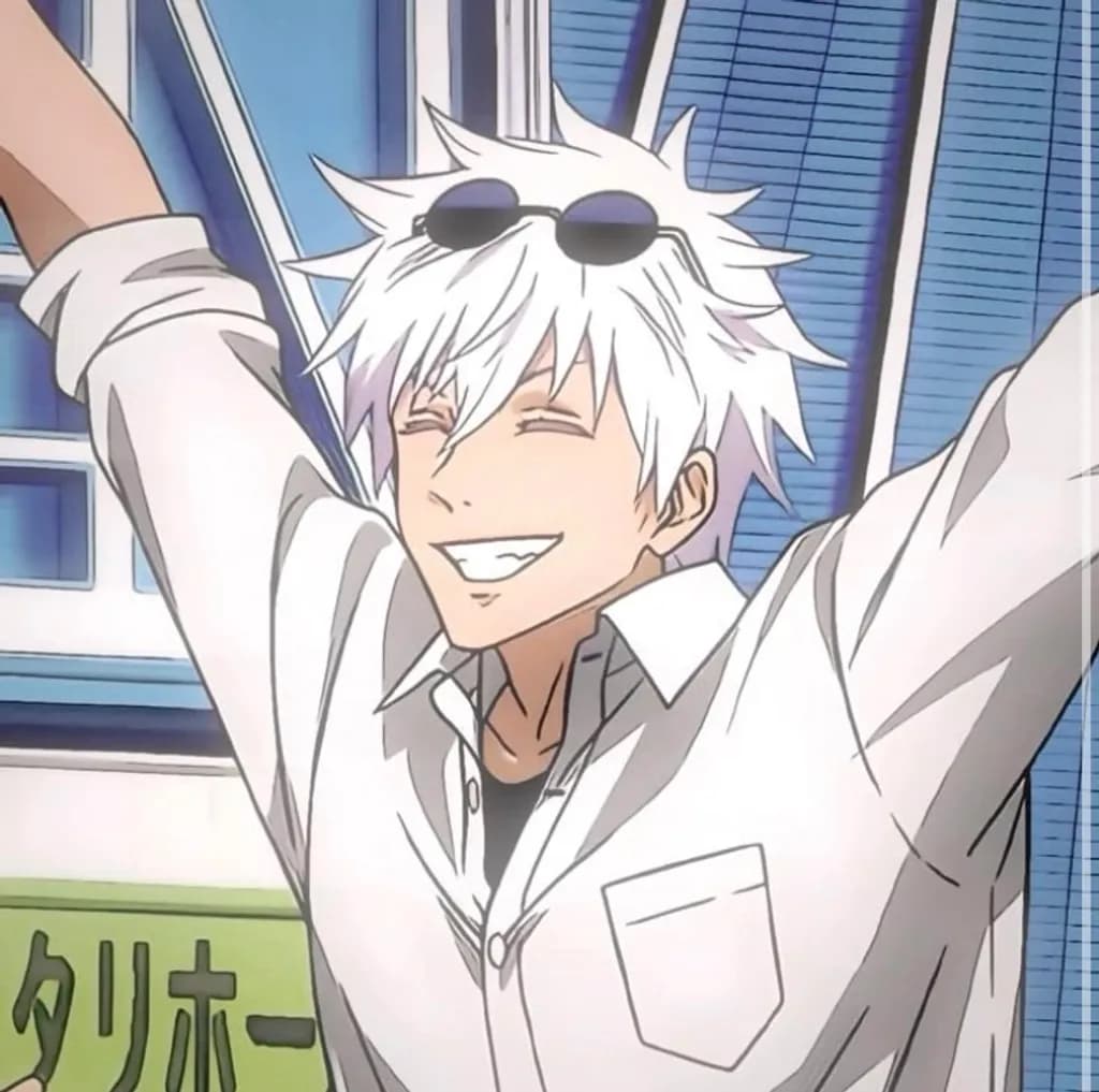 Smiling White-Haired Anime Guy