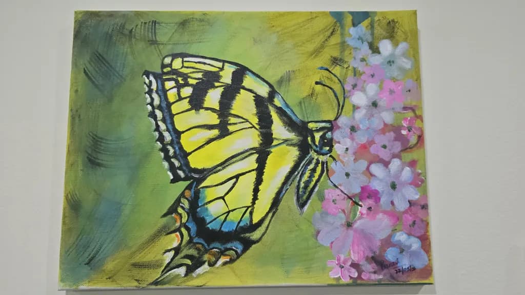 Yellow Butterfly on Flowers