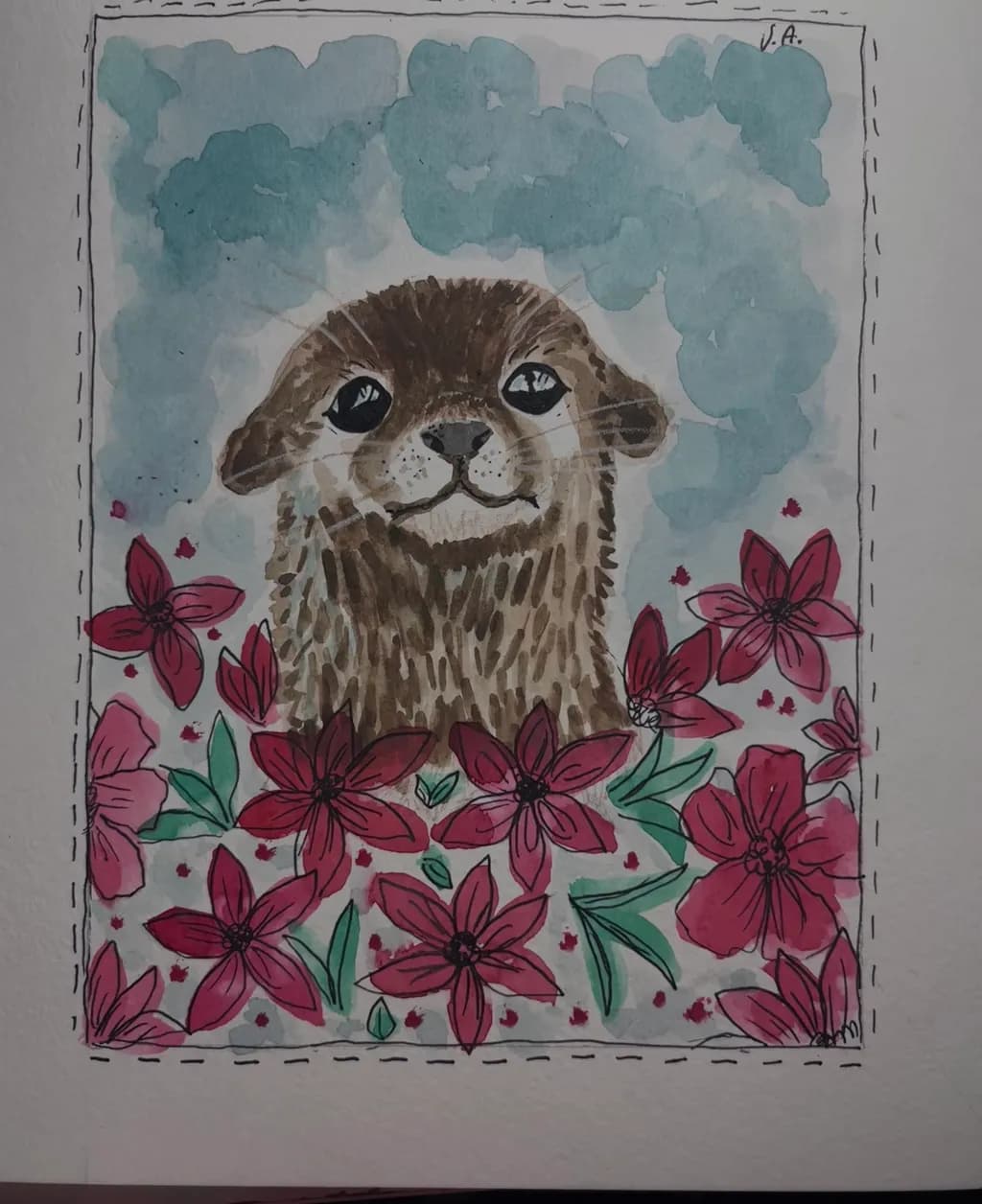 Otter Among Flowers