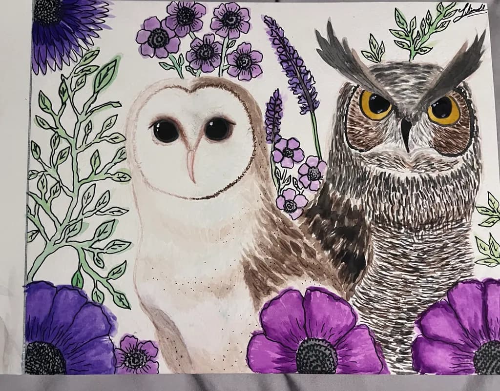 Owls Among Flowers