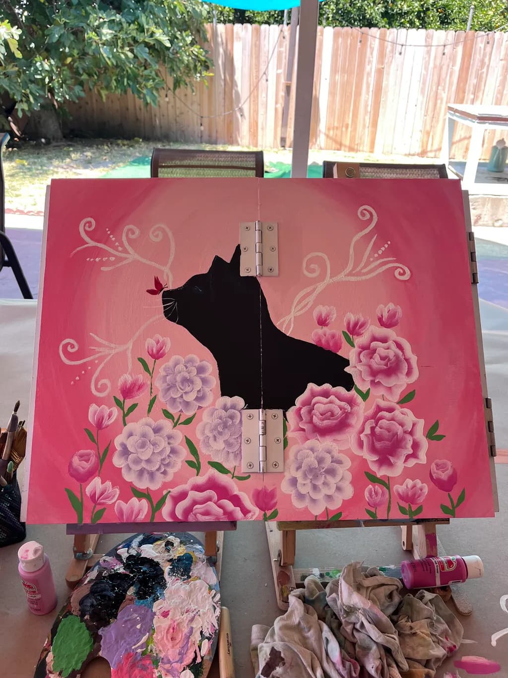 Cat and Blossoms
