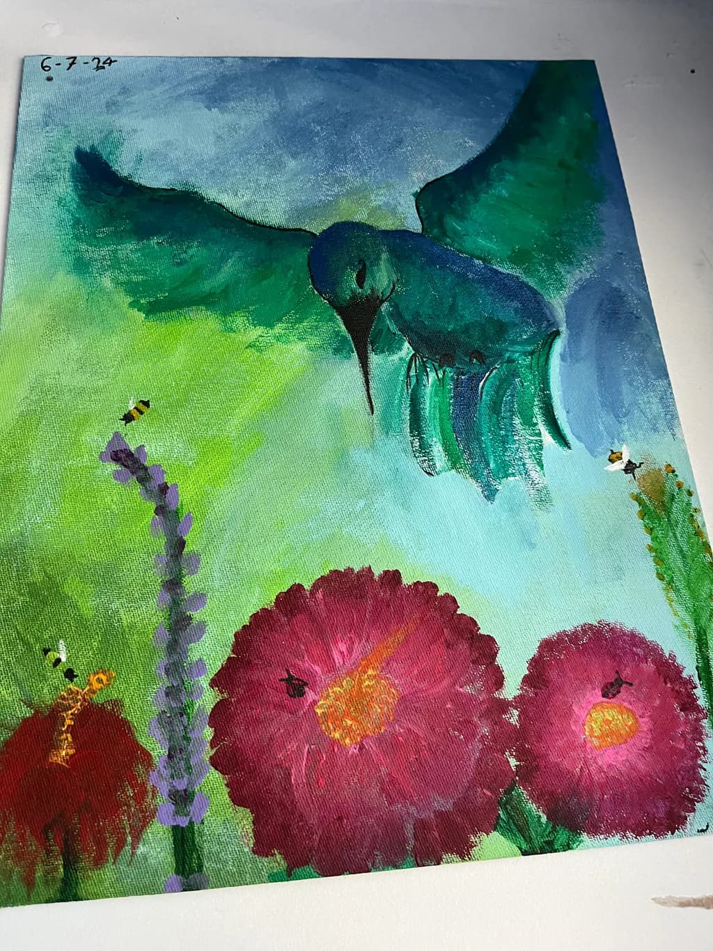 Hummingbird and Flowers