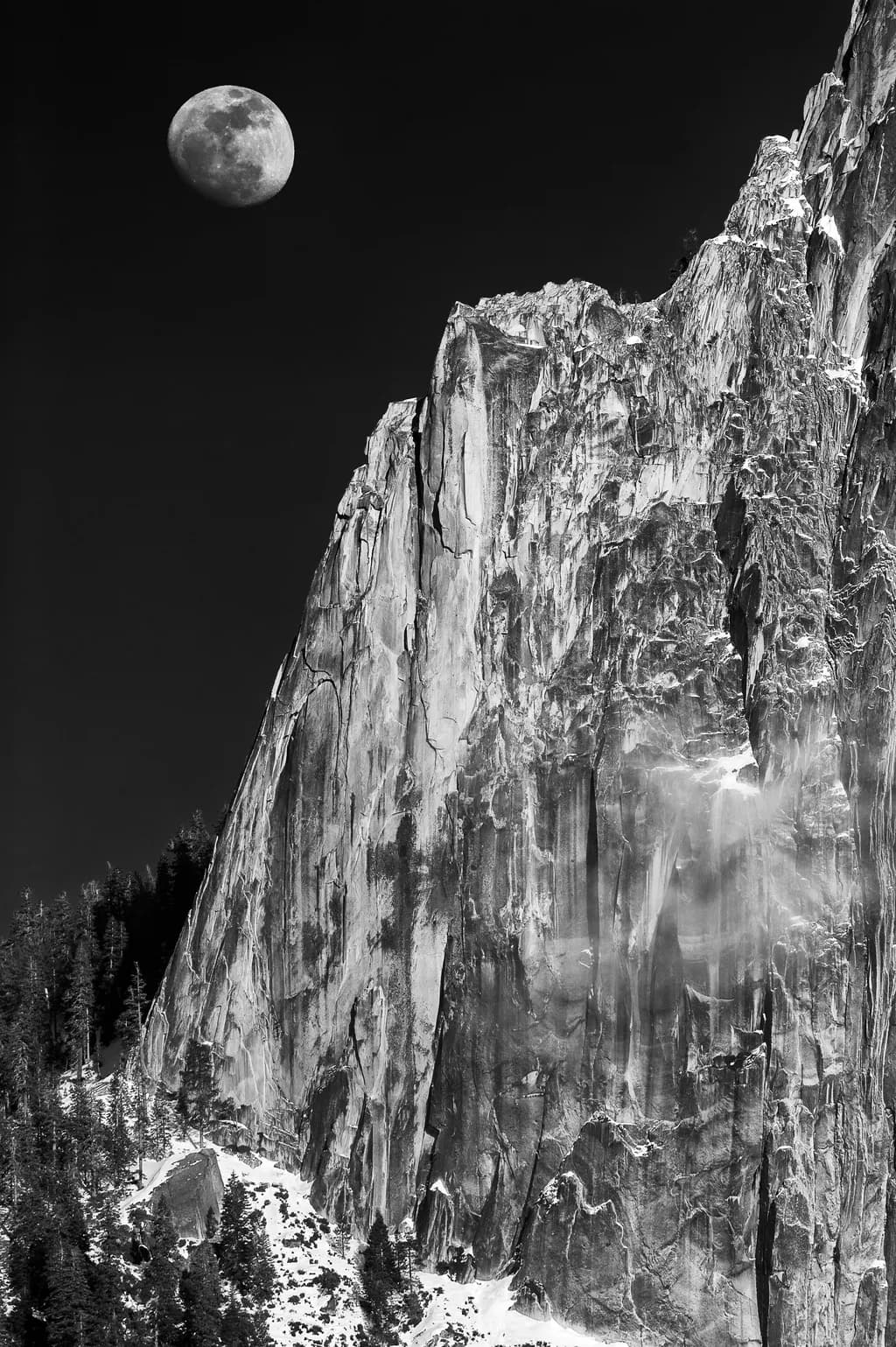 Half Dome and Moon