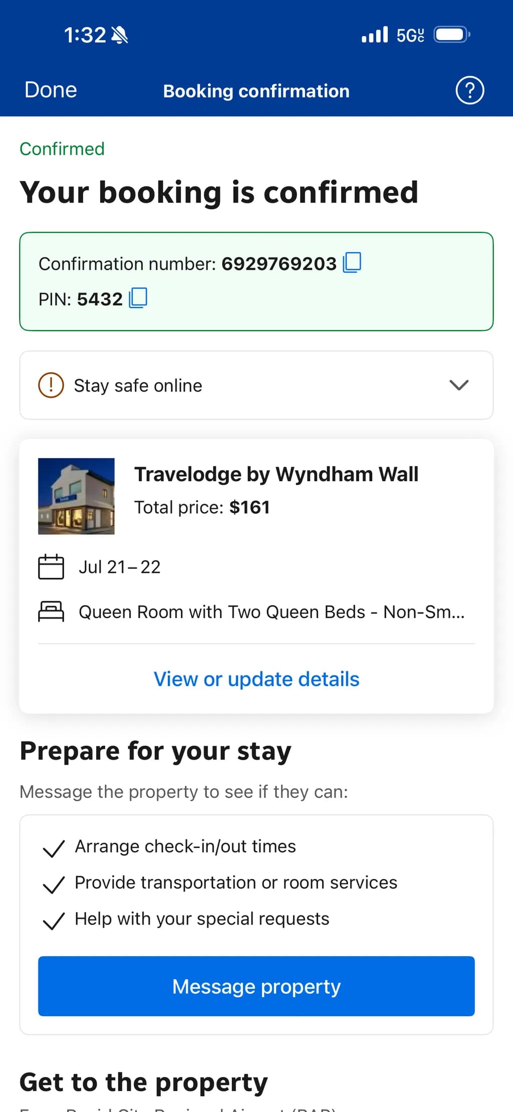 Travelodge Booking Confirmation