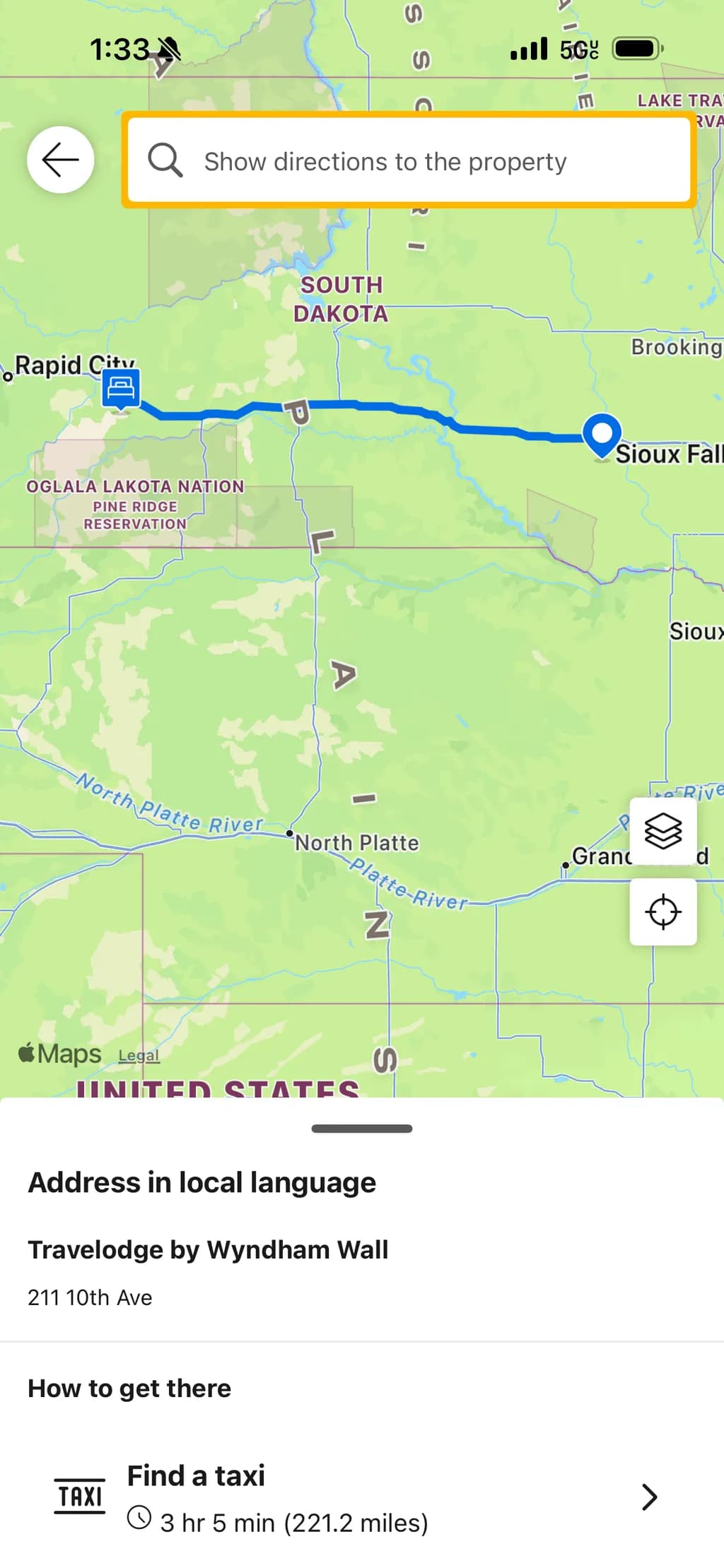 Sioux Falls to Rapid City Route