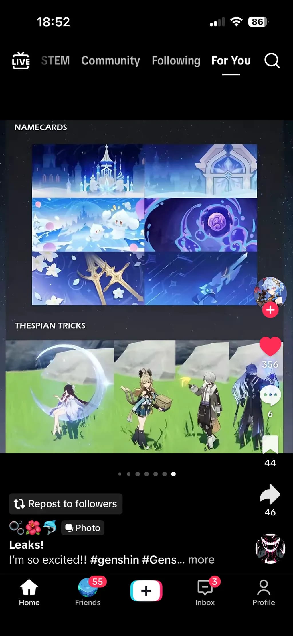 Genshin Namecards and Thespian Tricks