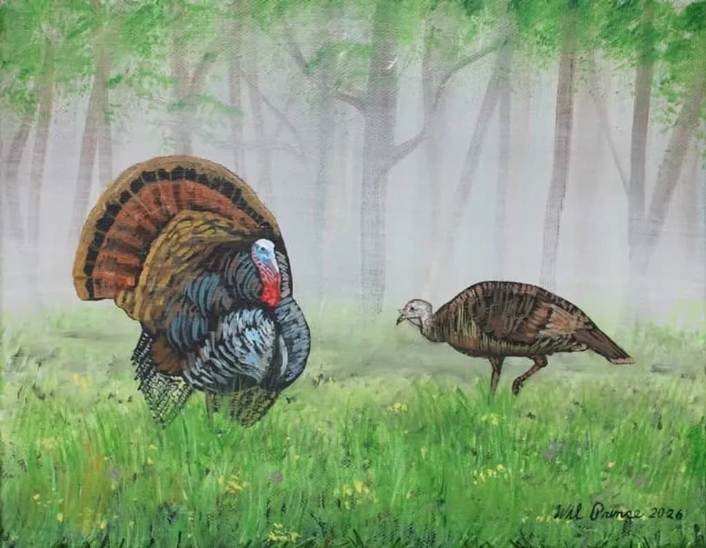 Wild Turkeys in Forest Clearing