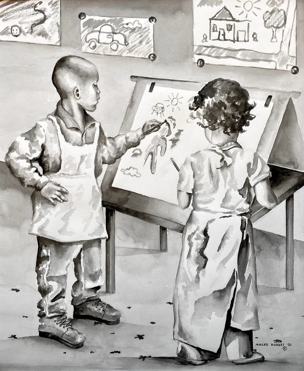Children Painting Scene