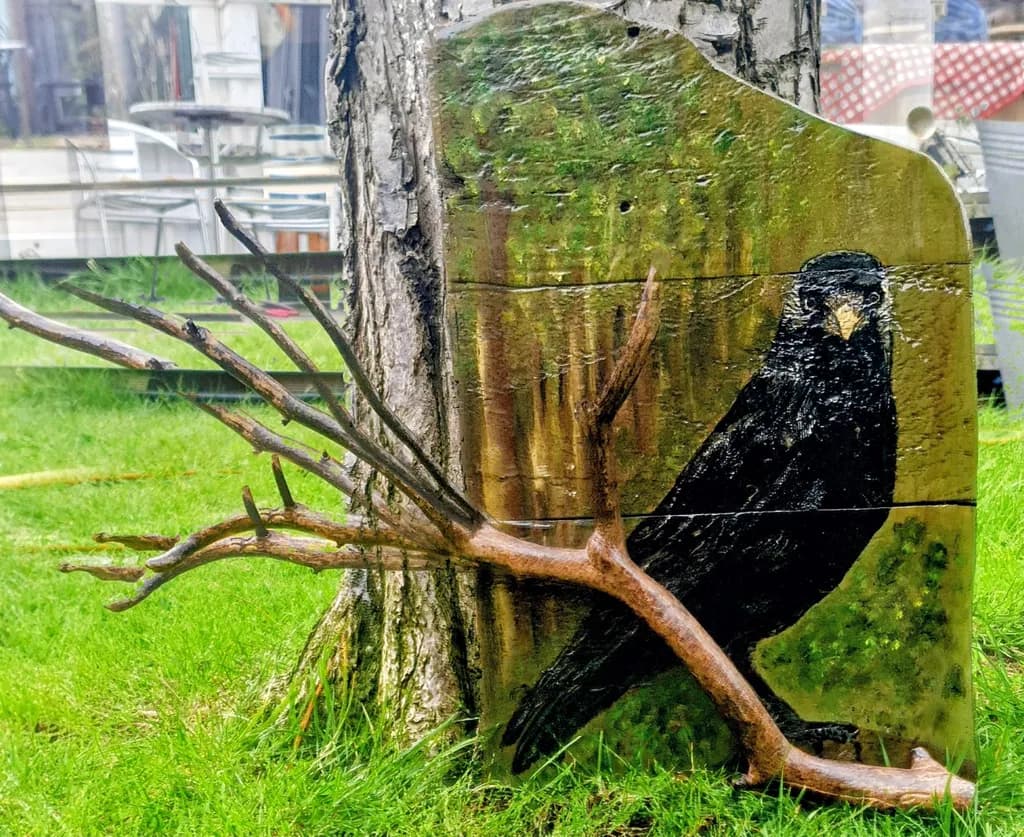 Crow on Wood Panel