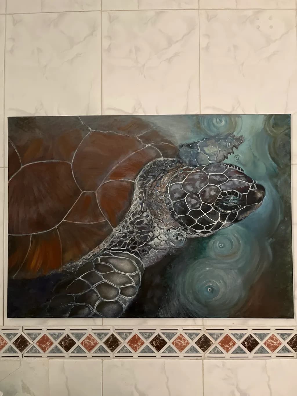 Turtle in Water Ripples