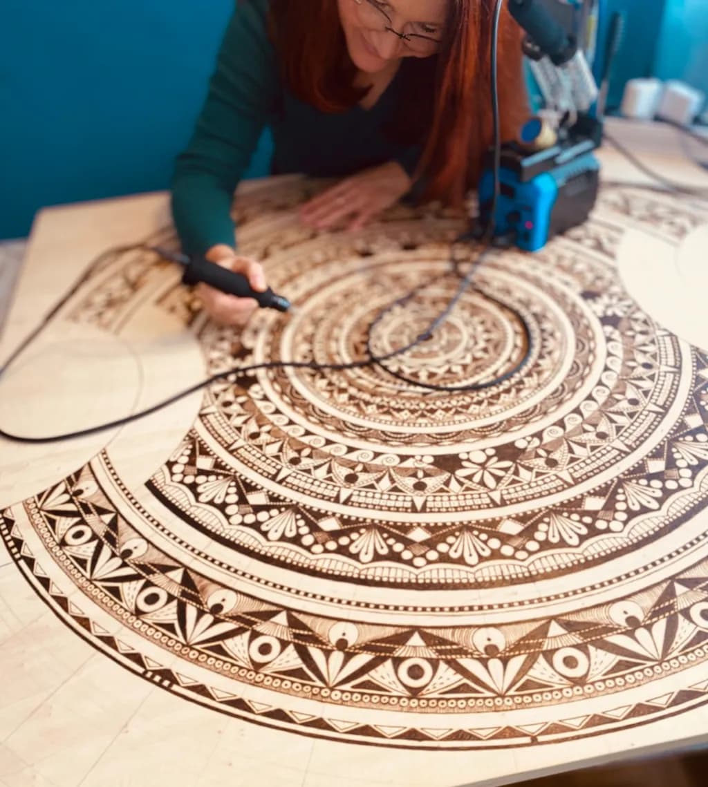 Wooden Mandala Burning