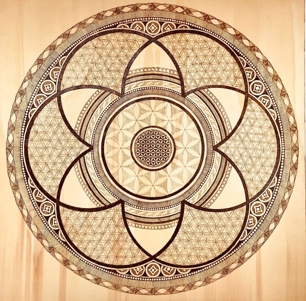 Geometric Mandala Woodcut