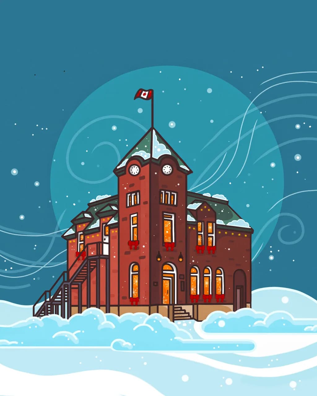 Snowy Clock Tower
