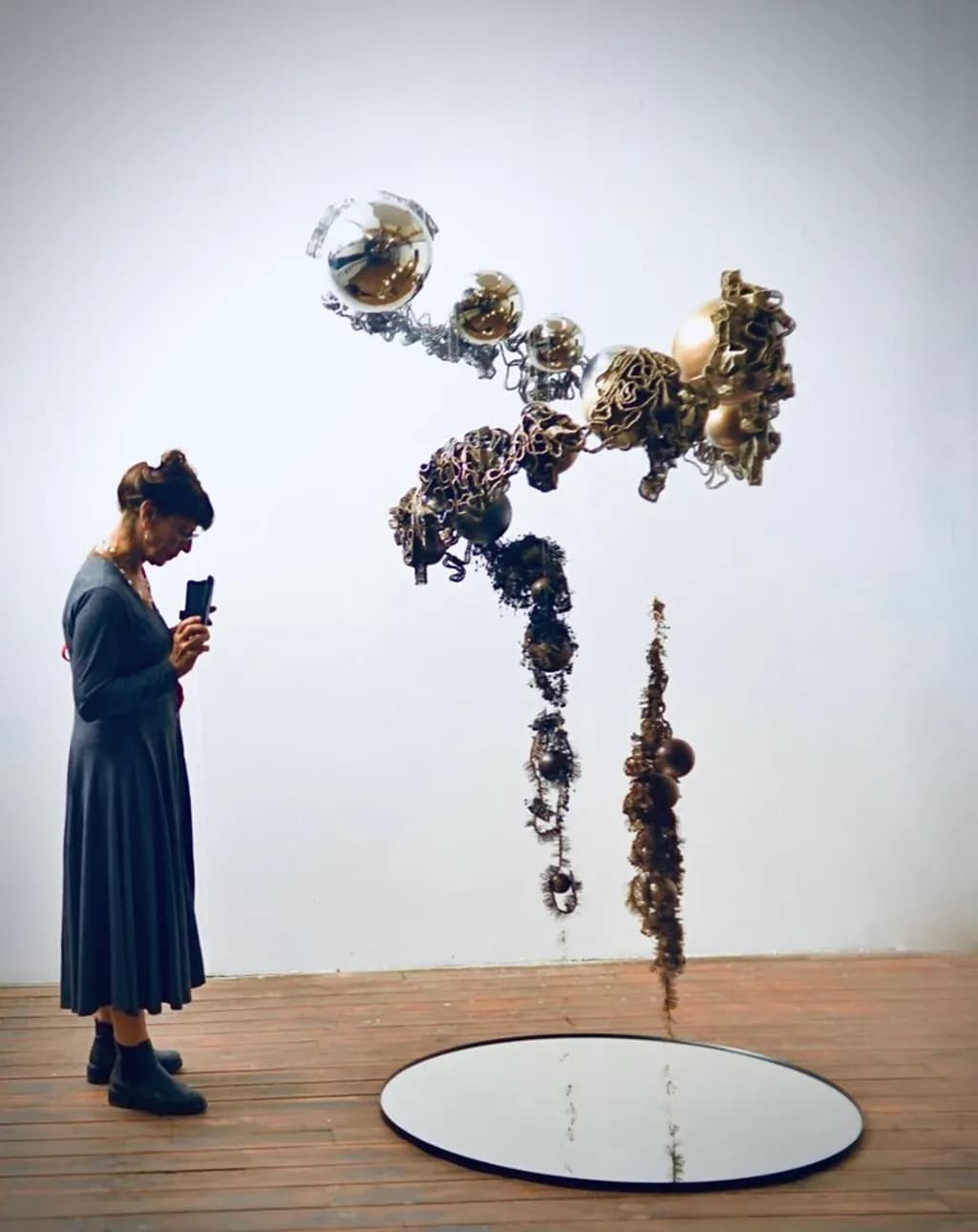 Abstract Woman Sculpture with Mirror