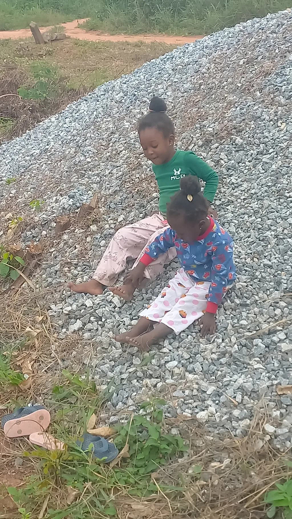 Children on Gravel Slope
