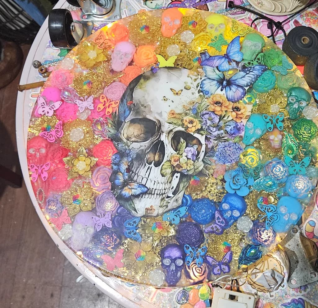 Skull and Butterflies Composition